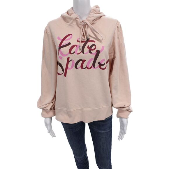Kate Spade Sweaters - Kate Spade Womens Pink Cotton Pullover Hoodie Crew Neck Long Sleeve Size XL